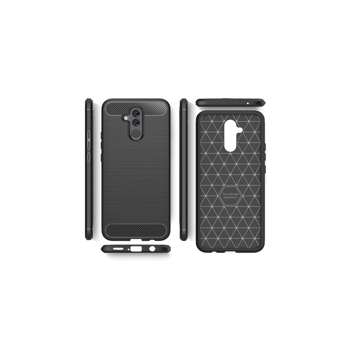 Funda Gel Tpu Tipo Carbon Negra para Huawei Mate 20 Lite