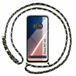 Funda Colgante Transparente para Xiaomi Poco M7 4G con Cordon Verde / Dorado