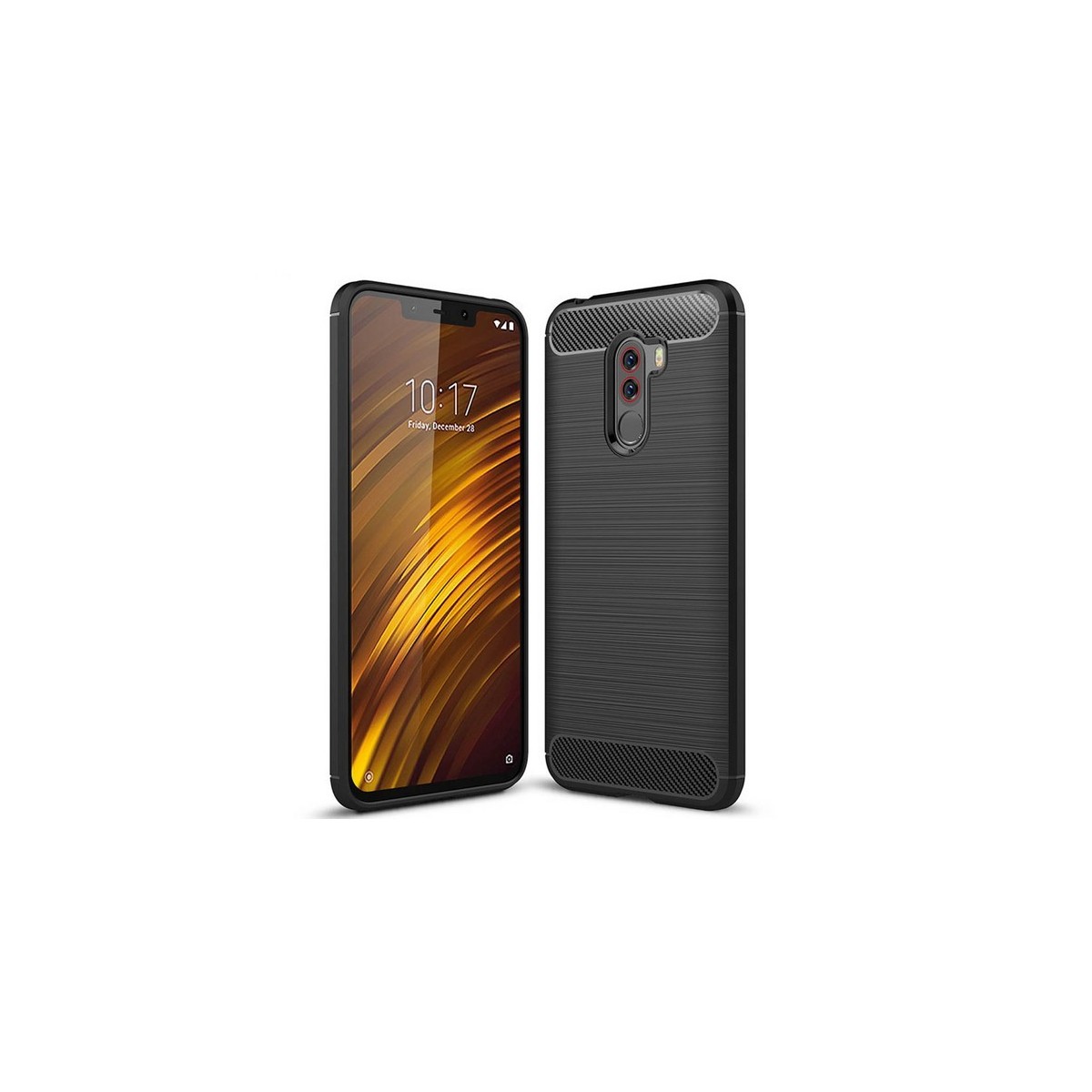 Funda Gel Tpu Tipo Carbon Negra para Xiaomi Pocophone F1