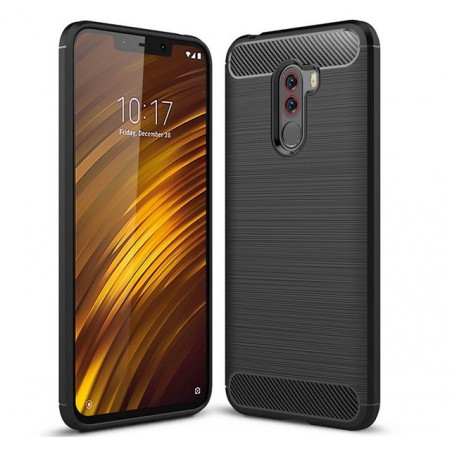 Funda Gel Tpu Tipo Carbon Negra para Xiaomi Pocophone F1