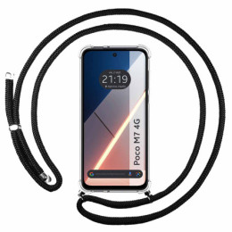 Funda Colgante Transparente para Xiaomi Poco M7 4G con Cordon Negro