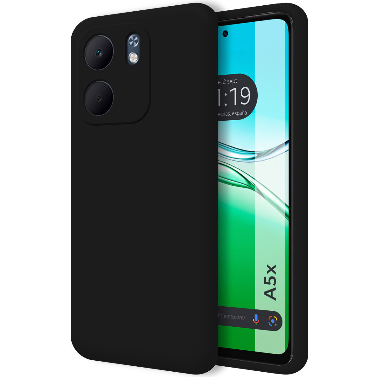 Funda Silicona Líquida Ultra Suave para Oppo A5x color Negra
