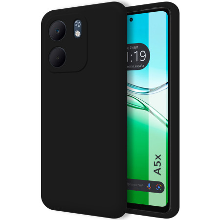 Funda Silicona Líquida Ultra Suave para Oppo A5x color Negra