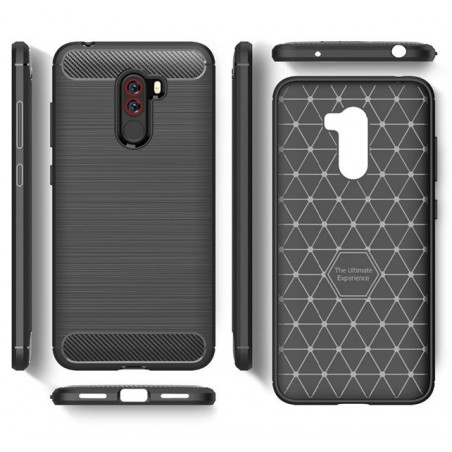 Funda Gel Tpu Tipo Carbon Negra para Xiaomi Pocophone F1