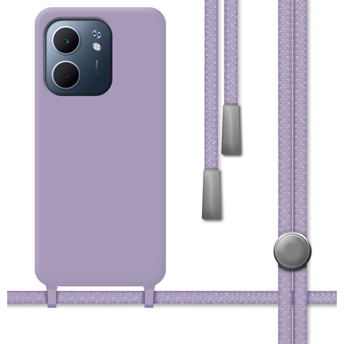 Funda Silicona Líquida con Cordón para Oppo A5x color Morada
