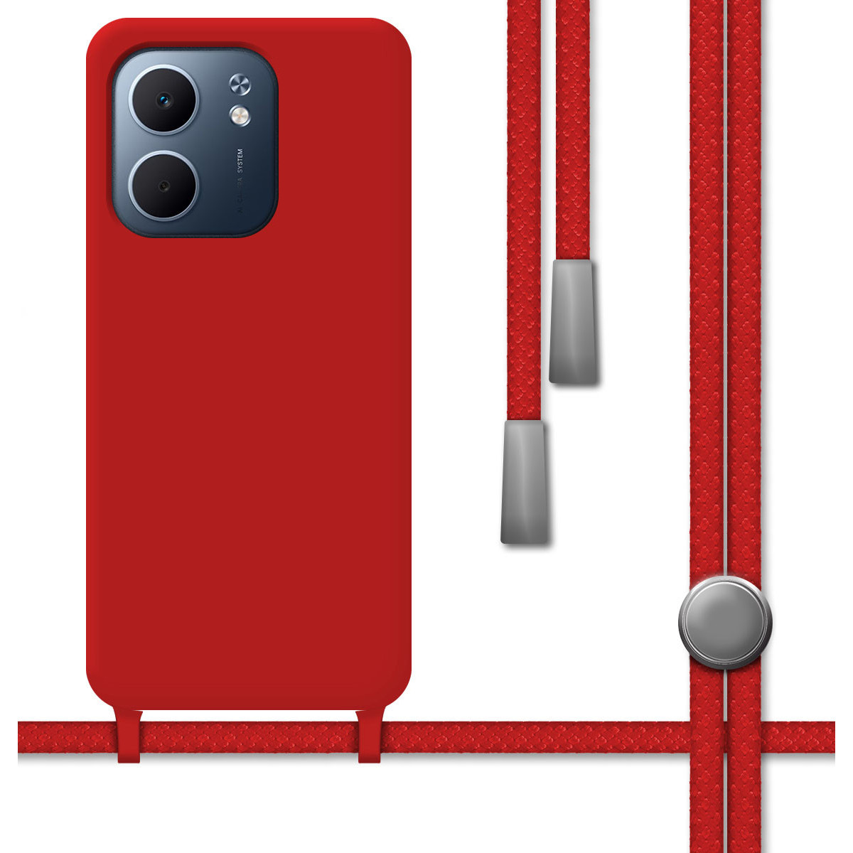 Funda Silicona Líquida con Cordón para Oppo A5x color Roja