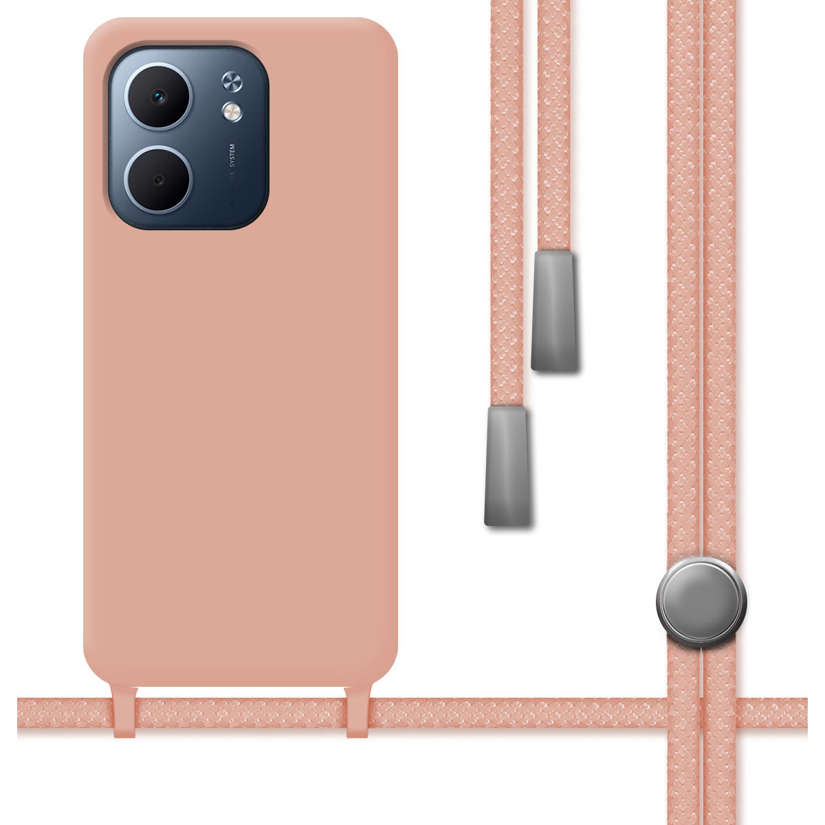 Funda Silicona Líquida con Cordón para Oppo A5x color Rosa