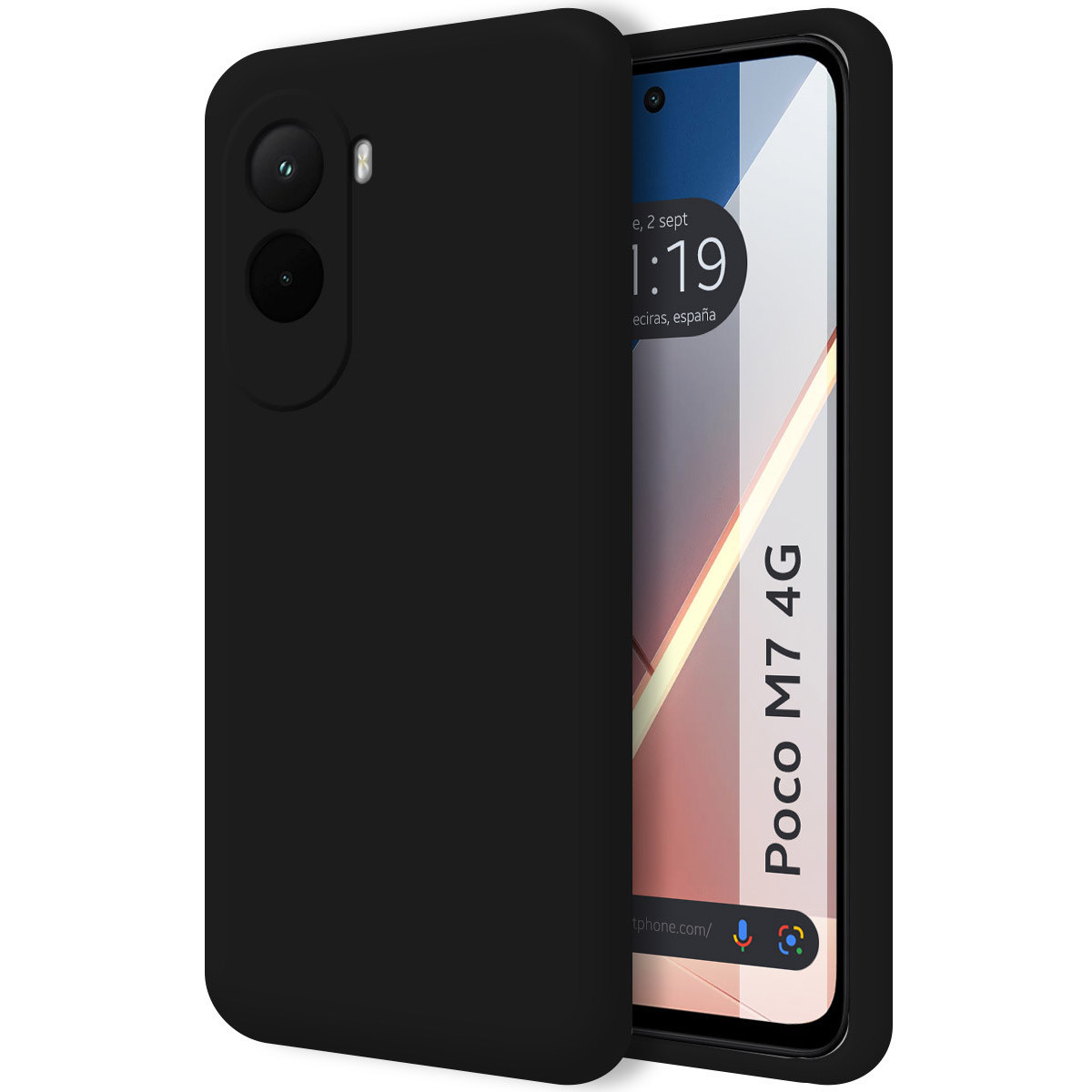 Funda Silicona Líquida Ultra Suave para Xiaomi Poco M7 4G color Negra