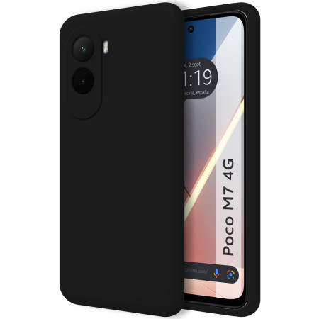 Funda Silicona Líquida Ultra Suave para Xiaomi Poco M7 4G color Negra