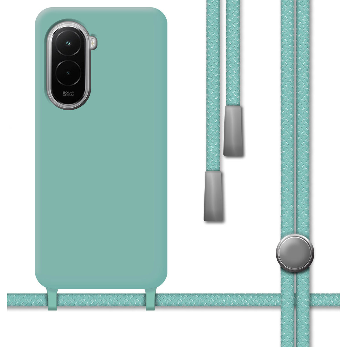 Funda Silicona Líquida con Cordón para Xiaomi Poco M7 4G color Verde