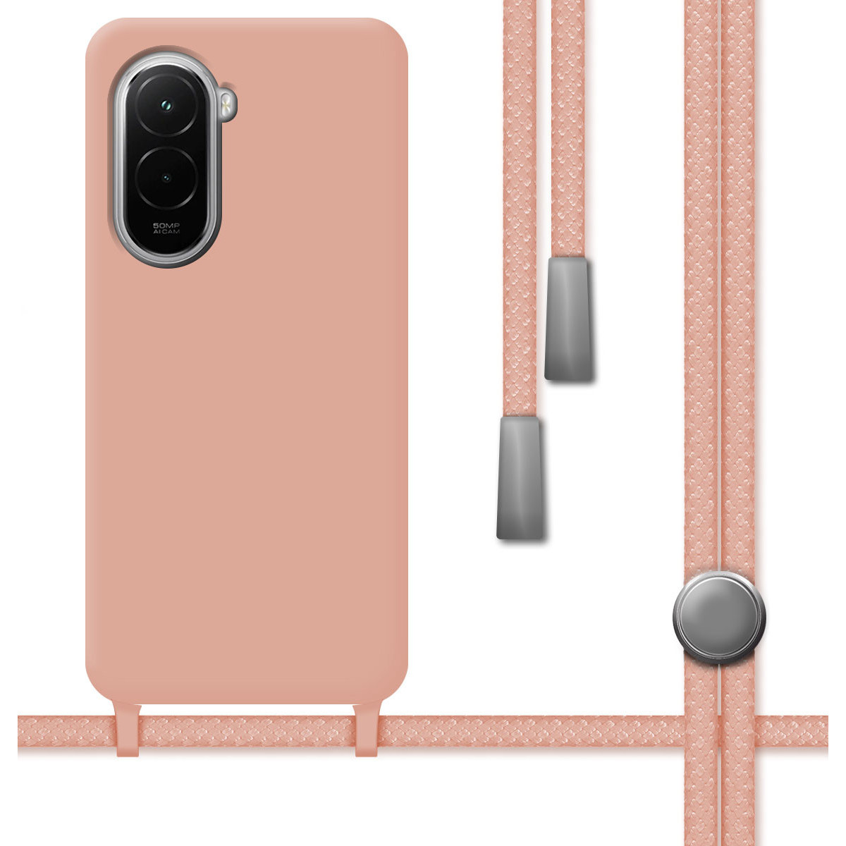 Funda Silicona Líquida con Cordón para Xiaomi Poco M7 4G color Rosa