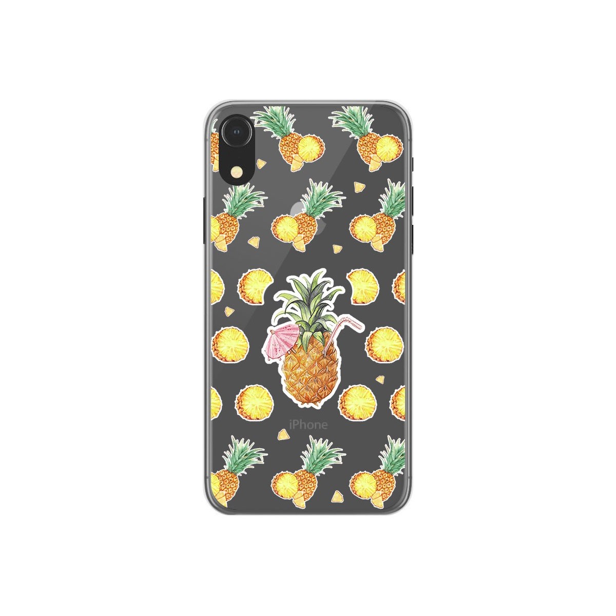 Funda Gel Transparente para Iphone XR Diseño Piña Dibujos