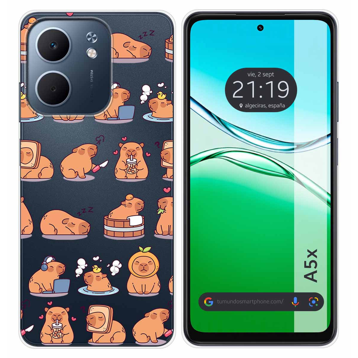 Funda Silicona Transparente para Oppo A5x diseño Capibara 01 Dibujos