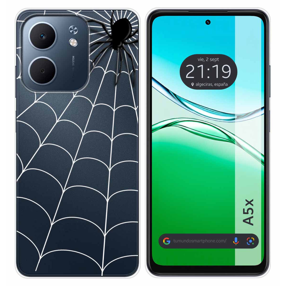 Funda Silicona Transparente para Oppo A5x diseño Araña Dibujos