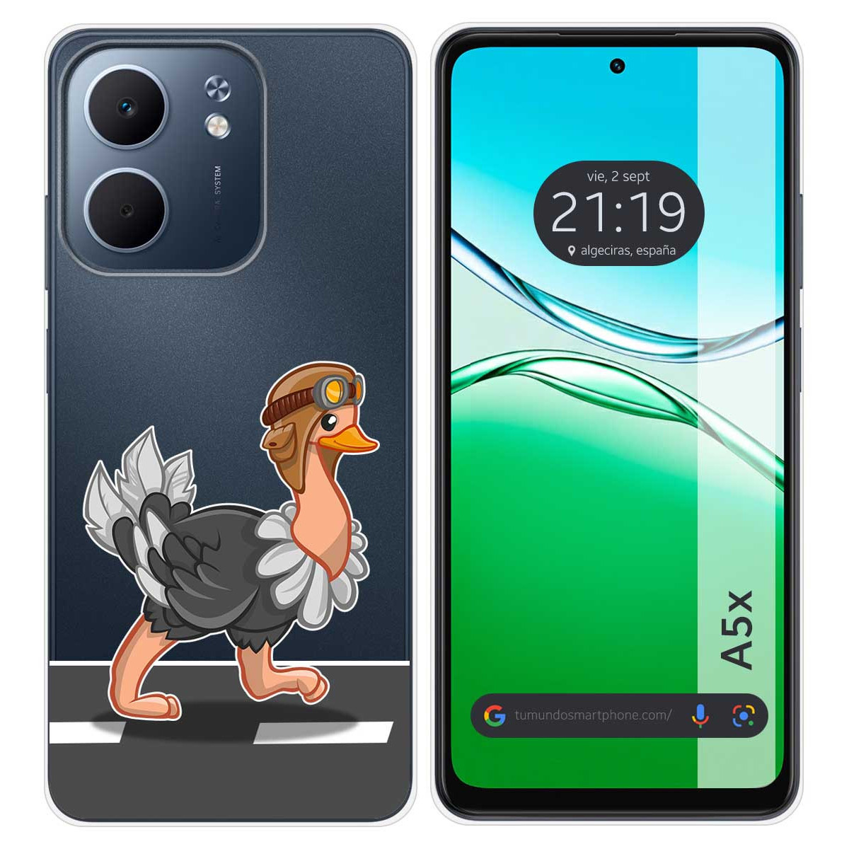 Funda Silicona Transparente para Oppo A5x diseño Avestruz Dibujos