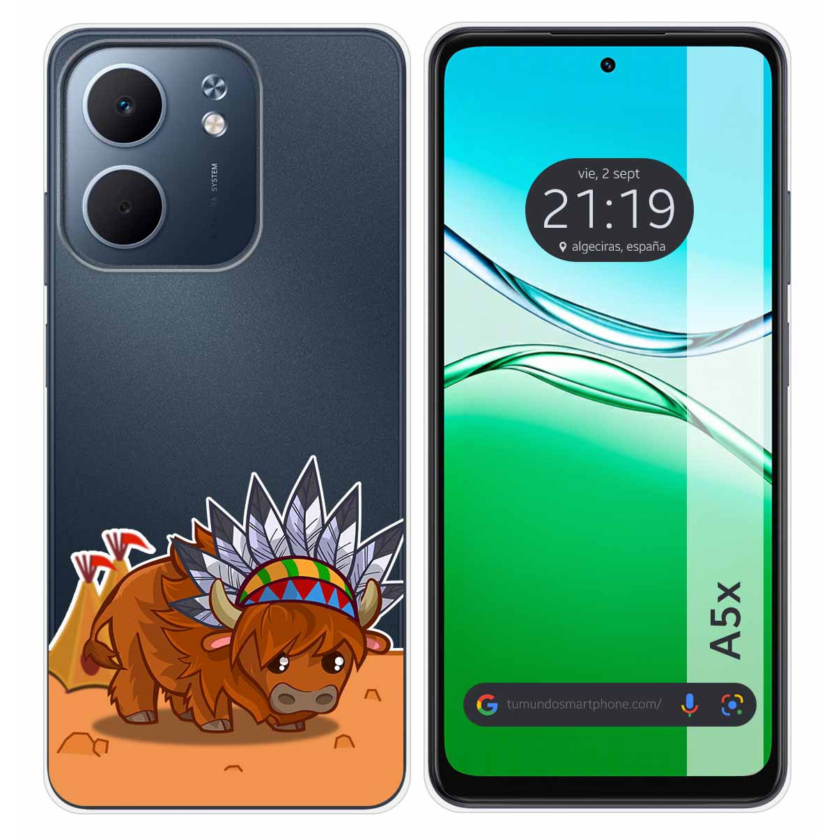 Funda Silicona Transparente para Oppo A5x diseño Bufalo Dibujos