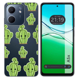 Funda Silicona Transparente para Oppo A5x diseño Cactus Dibujos