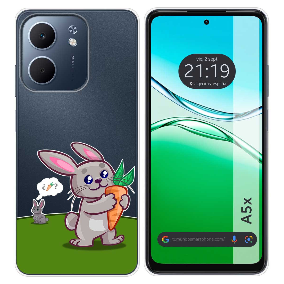 Funda Silicona Transparente para Oppo A5x diseño Conejo Dibujos