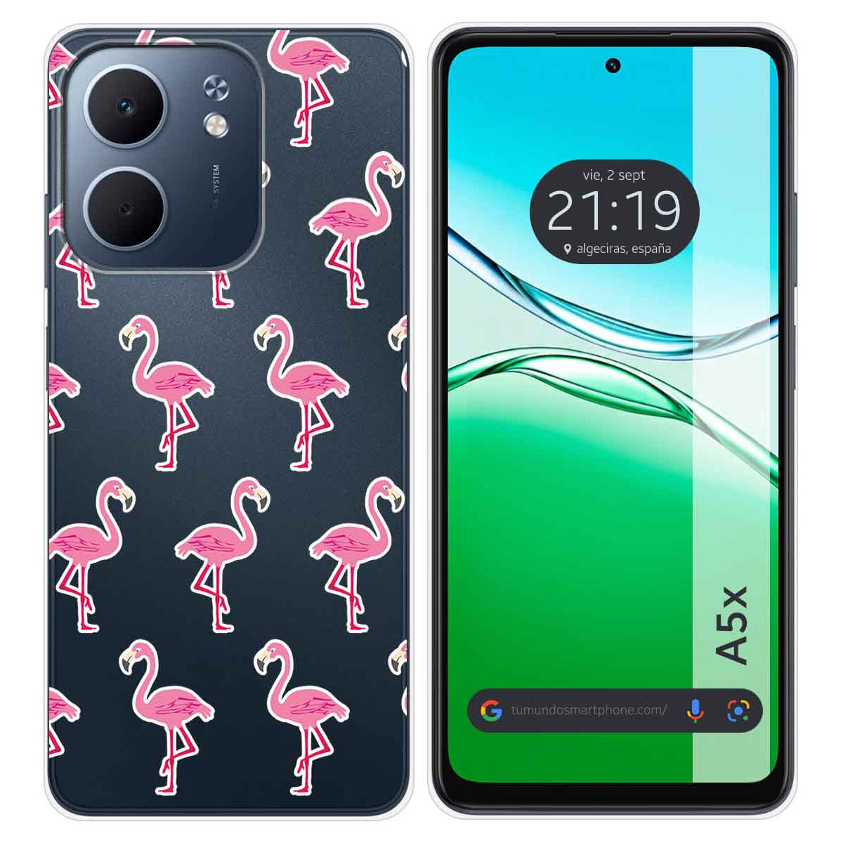 Funda Silicona Transparente para Oppo A5x diseño Flamenco Dibujos