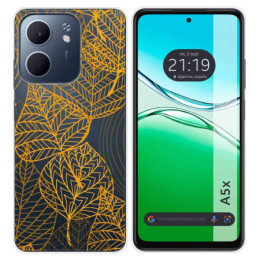 Funda Silicona Transparente para Oppo A5x diseño Hojas Dibujos