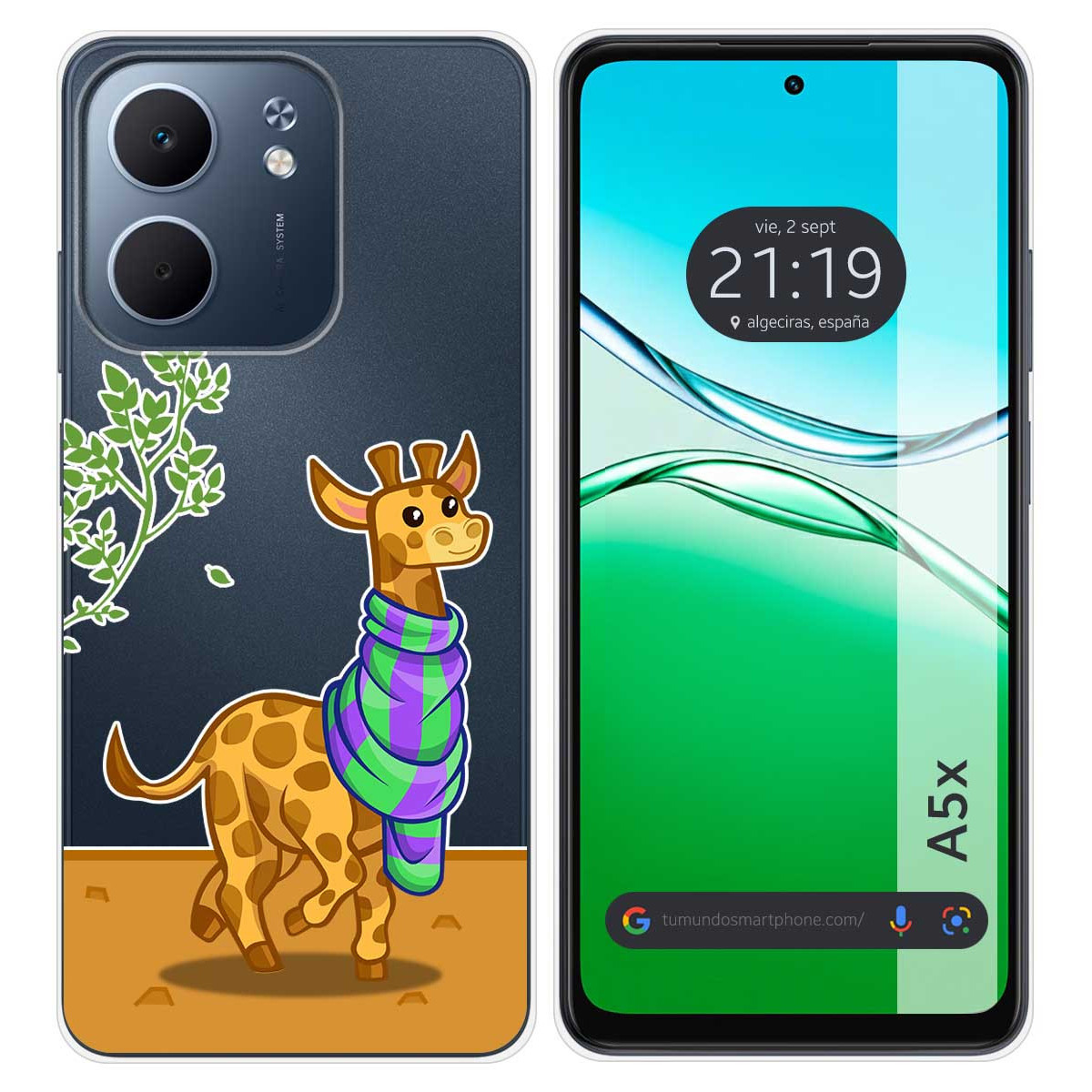 Funda Silicona Transparente para Oppo A5x diseño Jirafa Dibujos