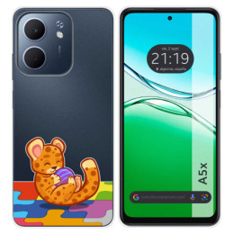 Funda Silicona Transparente para Oppo A5x diseño Leopardo Dibujos