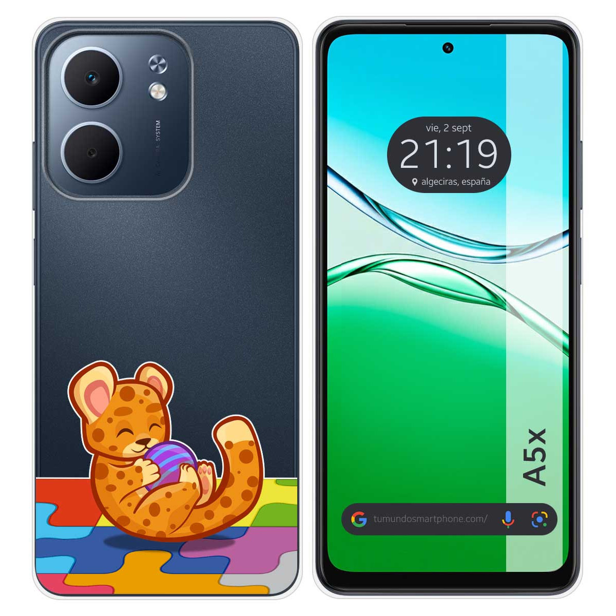 Funda Silicona Transparente para Oppo A5x diseño Leopardo Dibujos