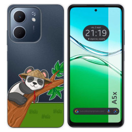 Funda Silicona Transparente para Oppo A5x diseño Panda Dibujos