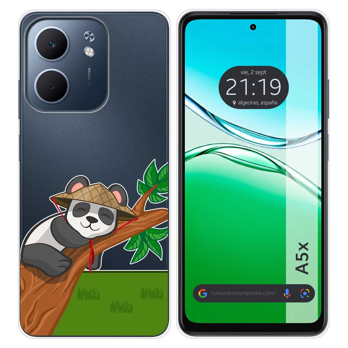 Funda Silicona Transparente para Oppo A5x diseño Panda Dibujos