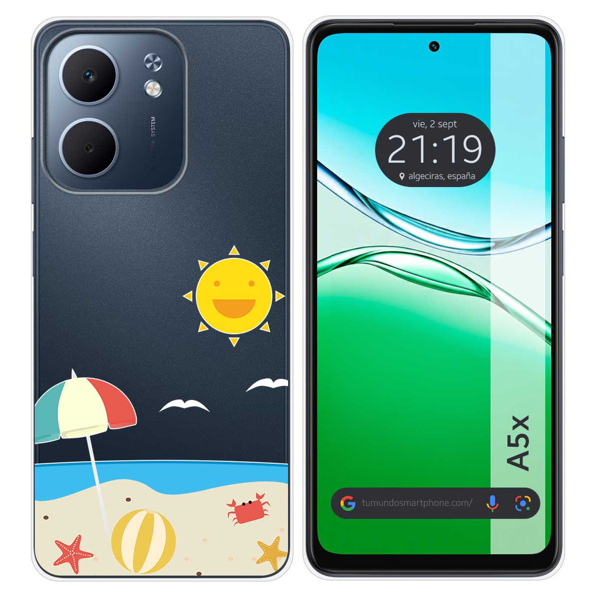 Funda Silicona Transparente para Oppo A5x diseño Playa Dibujos