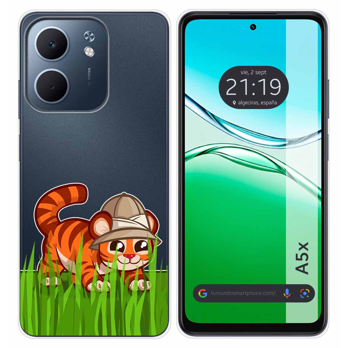 Funda Silicona Transparente para Oppo A5x diseño Tigre Dibujos