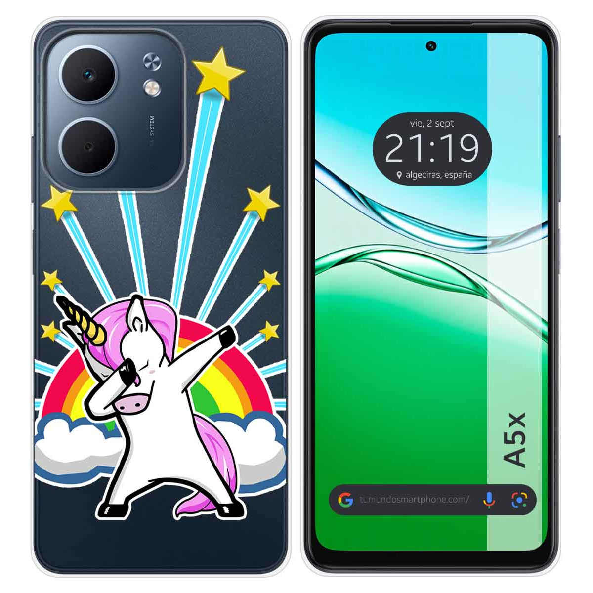 Funda Silicona Transparente para Oppo A5x diseño Unicornio Dibujos