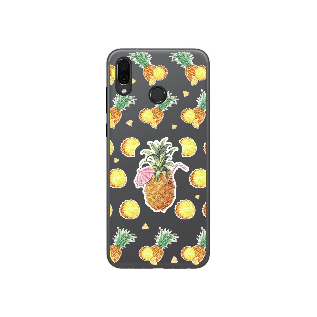 Funda Gel Transparente para Huawei Honor Play Diseño Piña Dibujos