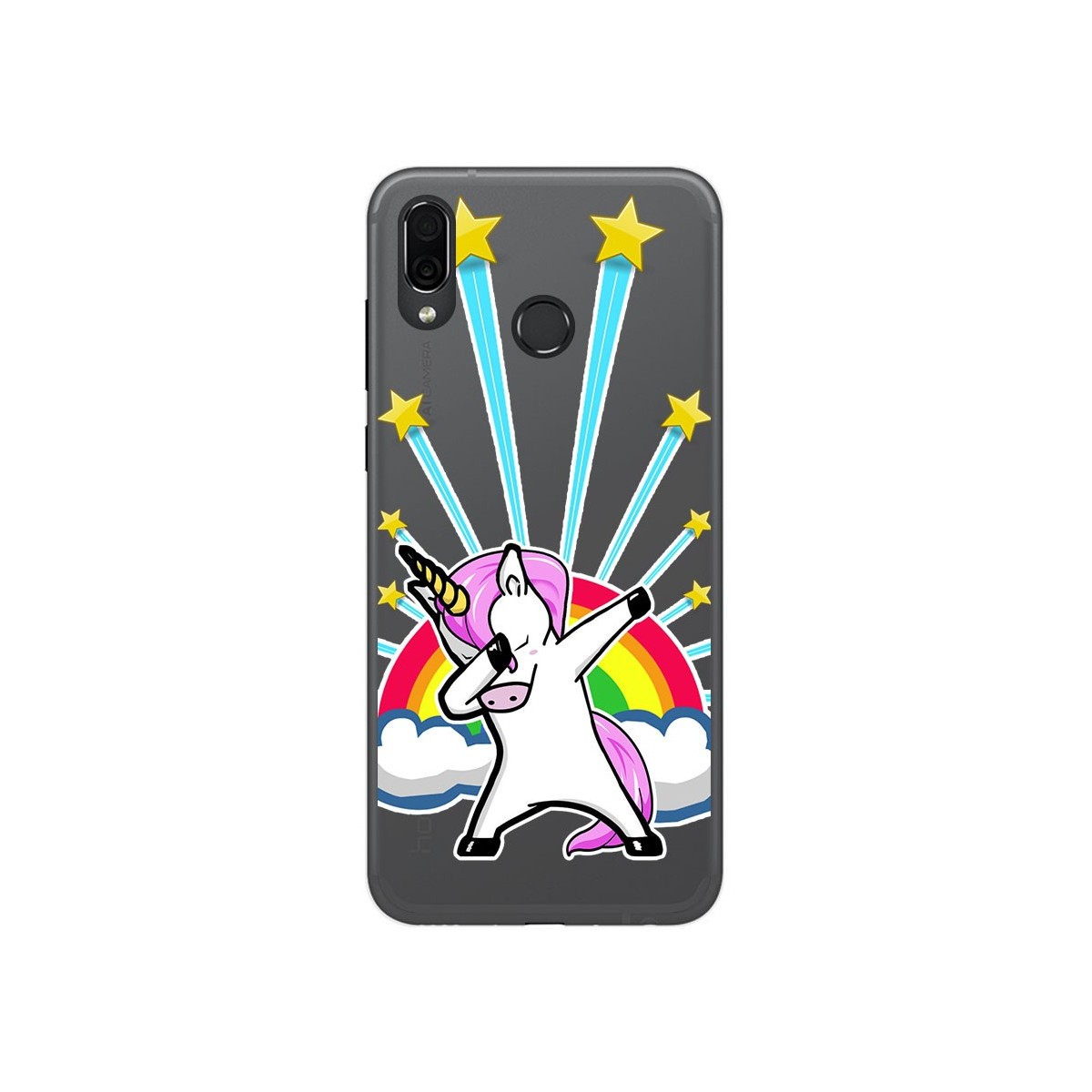Funda Gel Transparente para Huawei Honor Play Diseño Unicornio Dibujos