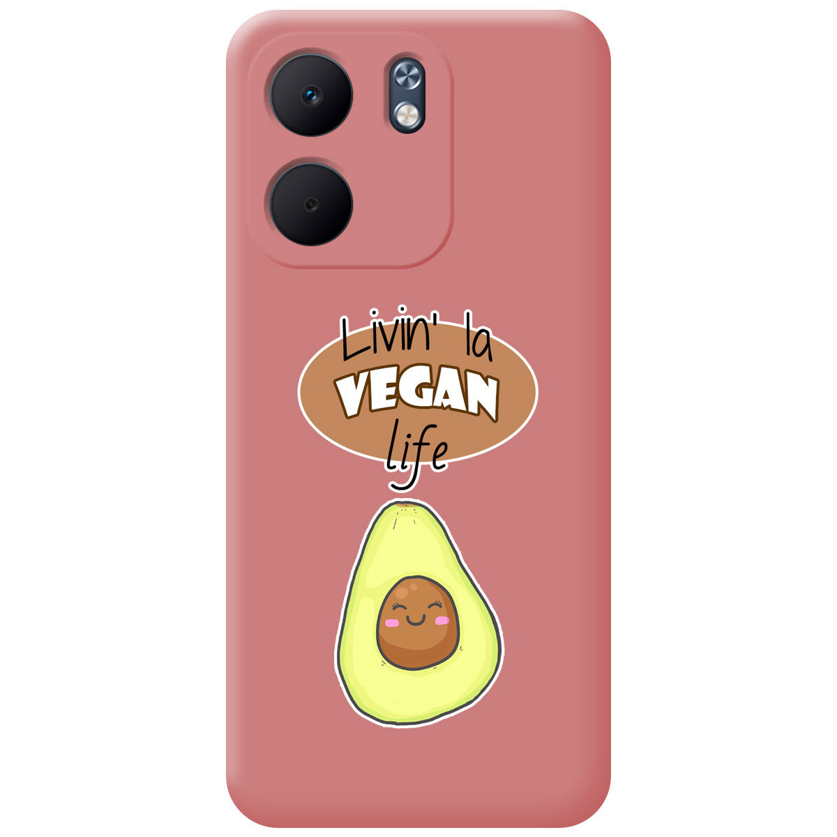 Funda Silicona Líquida Rosa para Oppo A5x diseño Vegan Life Dibujos