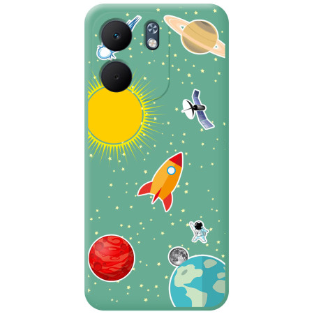 Funda Silicona Líquida Verde para Oppo A5x diseño Espacio Dibujos