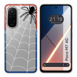 Funda Silicona Transparente para Xiaomi Poco M7 4G diseño Araña Dibujos
