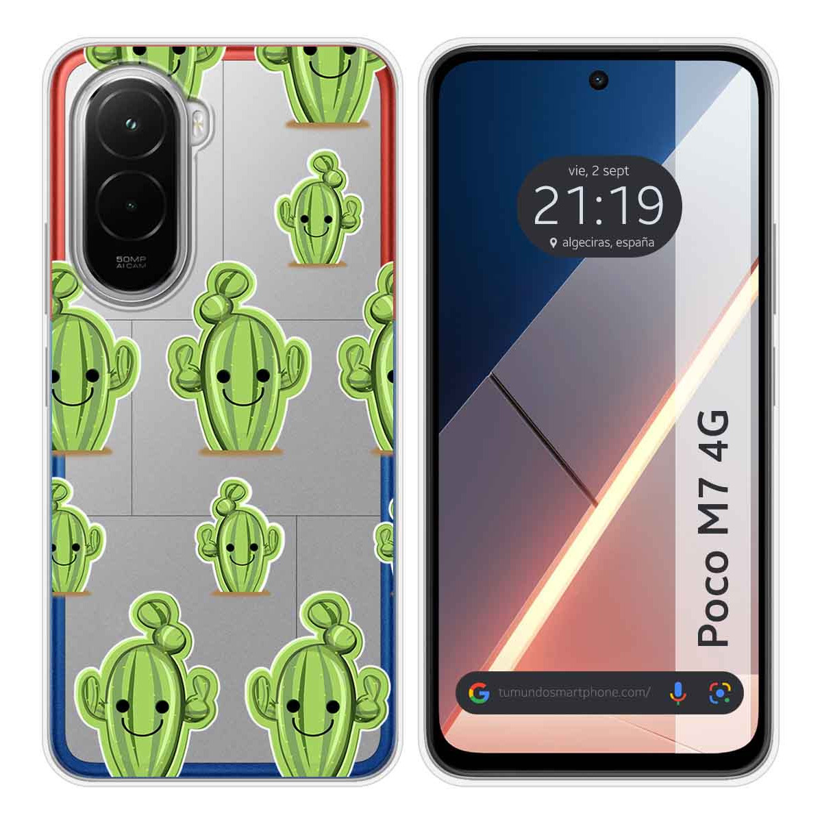 Funda Silicona Transparente para Xiaomi Poco M7 4G diseño Cactus Dibujos