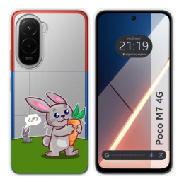 Funda Silicona Transparente para Xiaomi Poco M7 4G diseño Conejo Dibujos