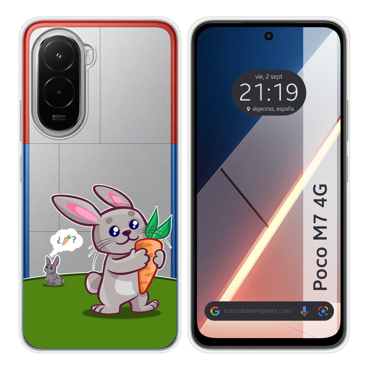 Funda Silicona Transparente para Xiaomi Poco M7 4G diseño Conejo Dibujos