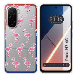Funda Silicona Transparente para Xiaomi Poco M7 4G diseño Flamenco Dibujos
