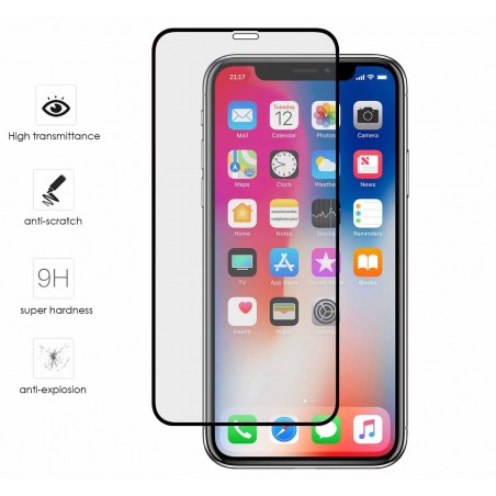 Protector Cristal Templado Completo Full Glue Negro para Iphone X / XS Vidrio