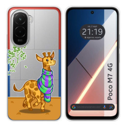 Funda Silicona Transparente para Xiaomi Poco M7 4G diseño Jirafa Dibujos
