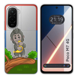 Funda Silicona Transparente para Xiaomi Poco M7 4G diseño Mono Dibujos