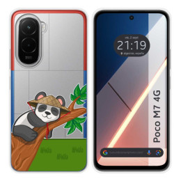 Funda Silicona Transparente para Xiaomi Poco M7 4G diseño Panda Dibujos