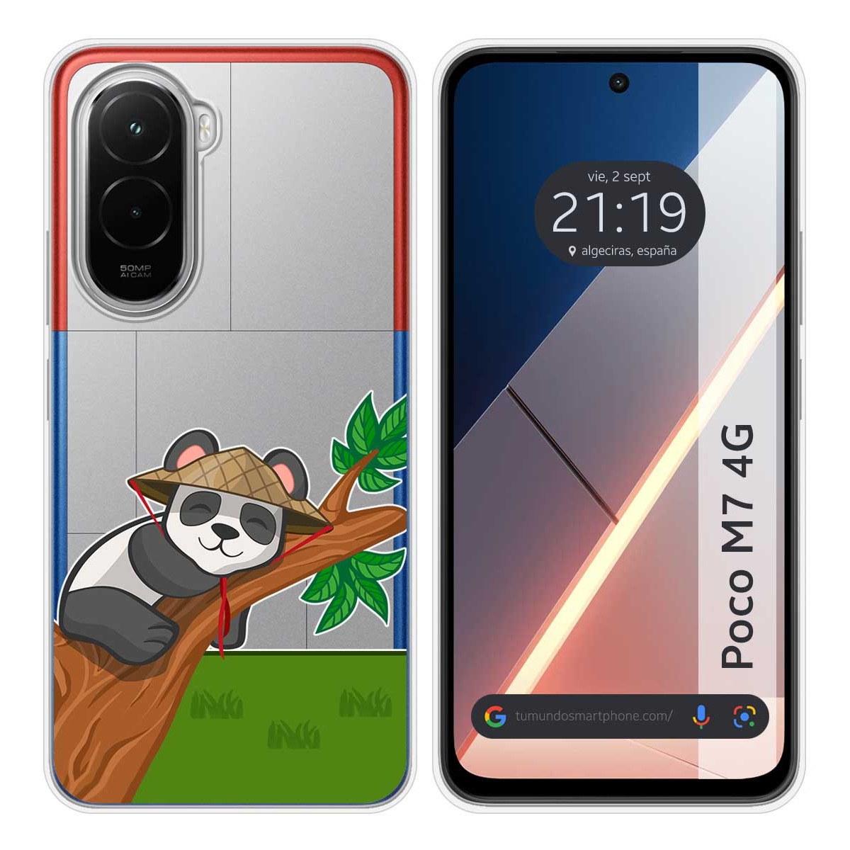 Funda Silicona Transparente para Xiaomi Poco M7 4G diseño Panda Dibujos
