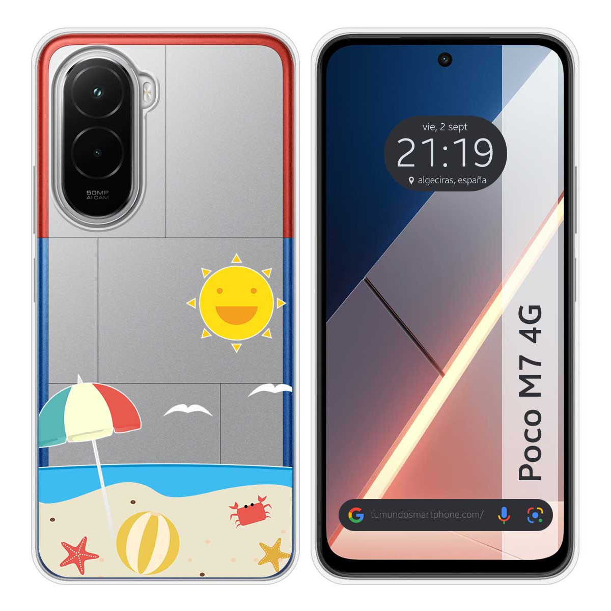 Funda Silicona Transparente para Xiaomi Poco M7 4G diseño Playa Dibujos