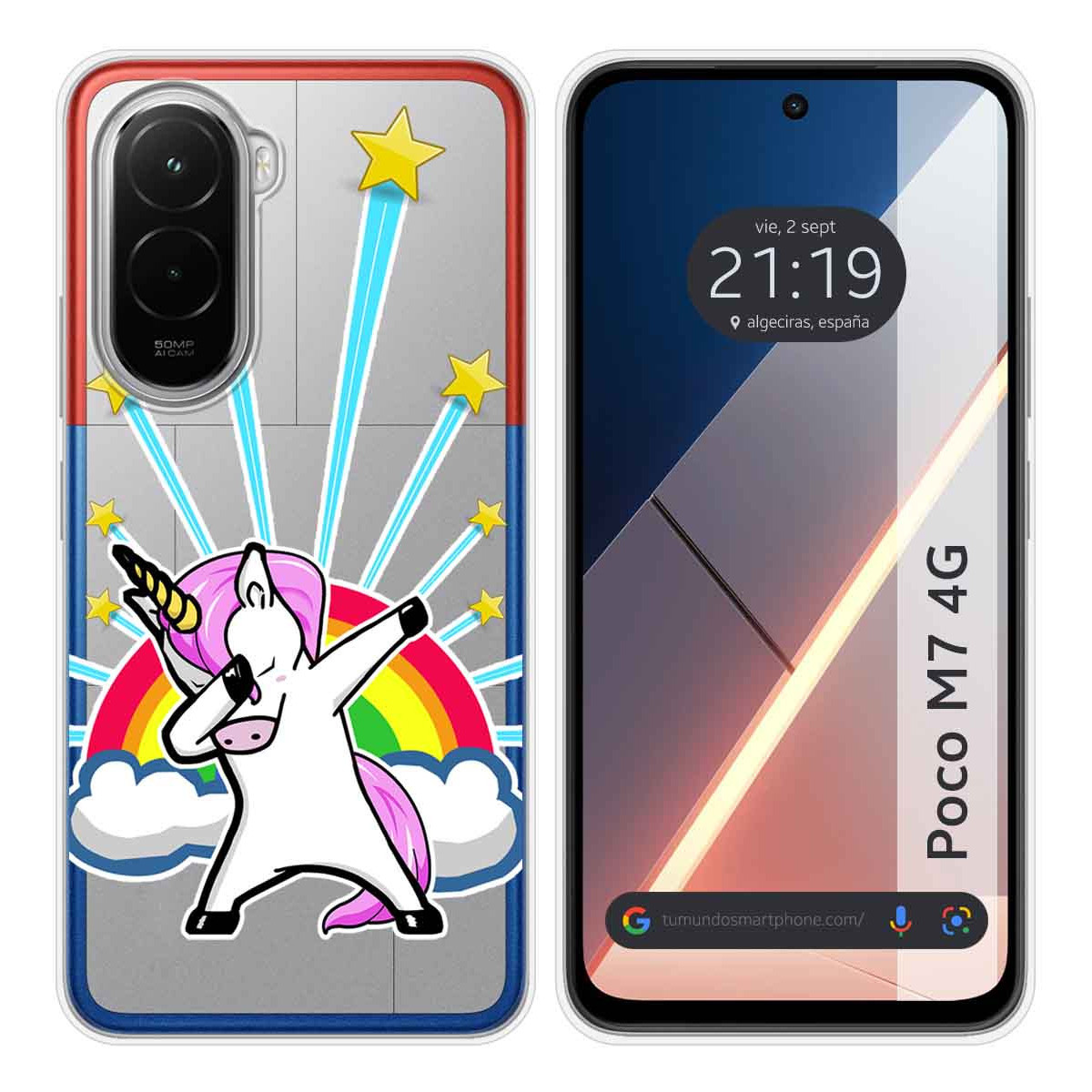 Funda Silicona Transparente para Xiaomi Poco M7 4G diseño Unicornio Dibujos