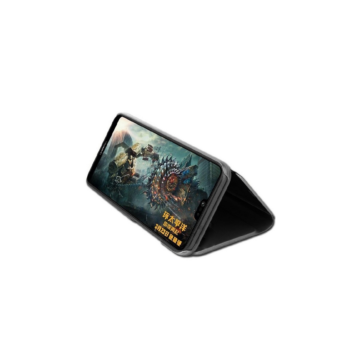 Funda Flip Cover Clear View Negra para Huawei Honor Play