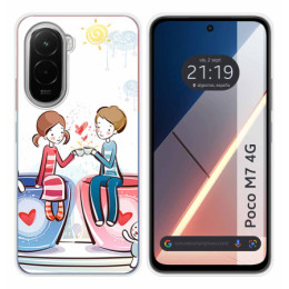 Funda Silicona para Xiaomi Poco M7 4G diseño Café Dibujos